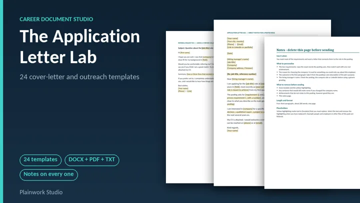 The Application Letter Lab - 24 Cover-Letter and Outreach Templates: cover