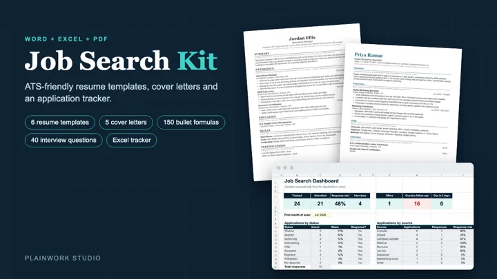 Job Search Kit: ATS-Friendly Resume Templates, Cover Letters & Application Tracker: cover