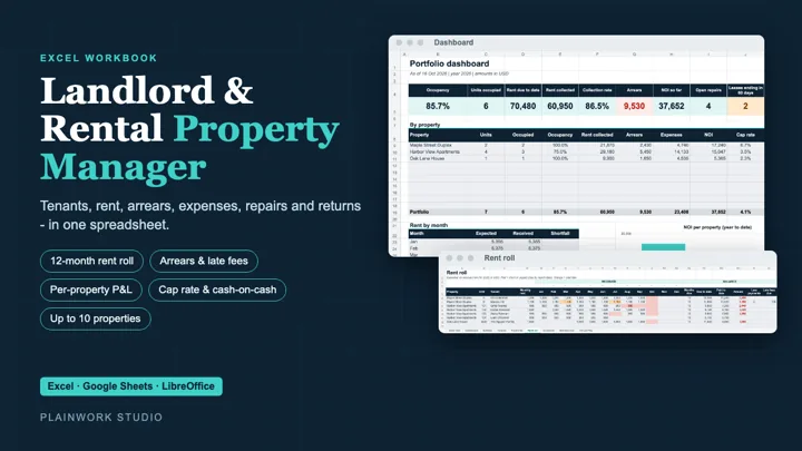 Landlord & Rental Property Manager (Excel): cover