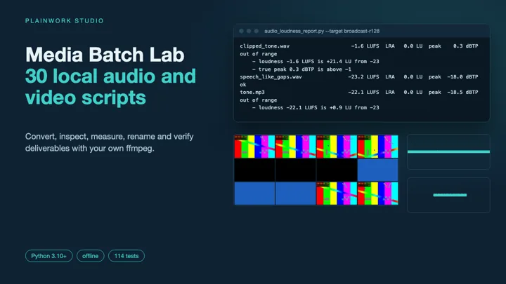 Media Batch Lab - 30 Local Audio and Video Automation Scripts: cover