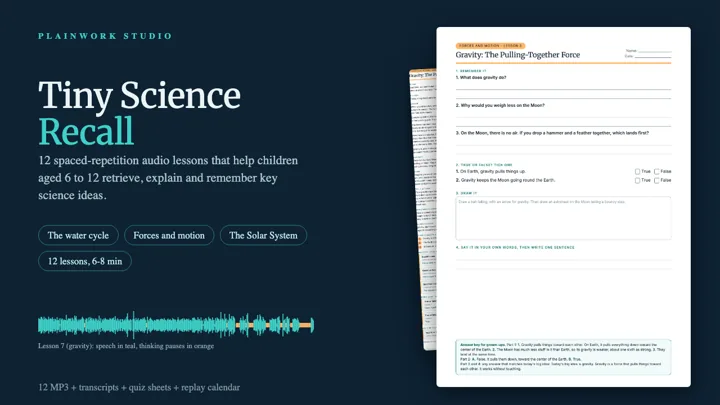Tiny Science Recall - 12 Spaced-Repetition Audio Lessons: cover