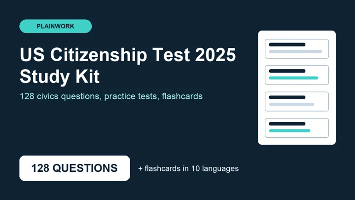 US Citizenship 2025 Civics Test Study Kit: 128 Questions, 7 Practice Tests, Printable Flashcards & Anki: cover