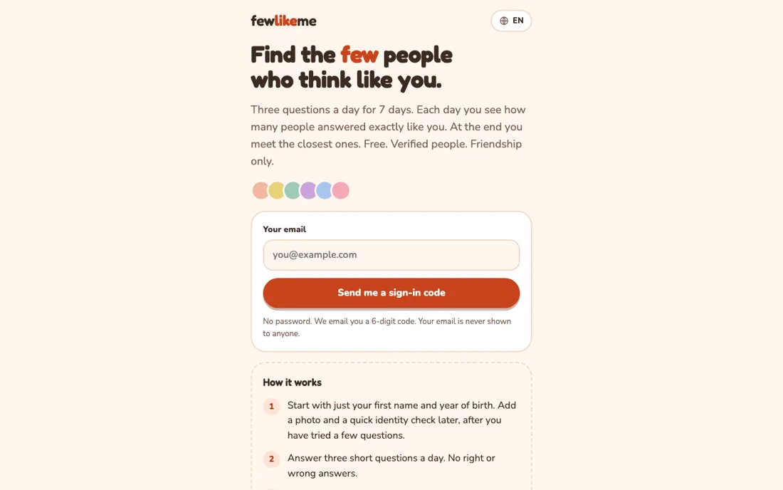 The Few Like Me home page