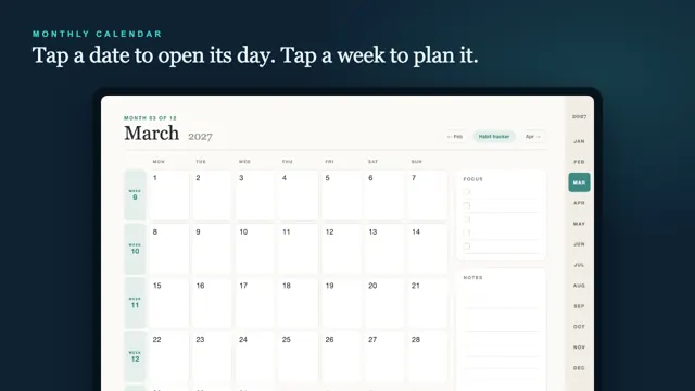 Digital Planner 2027: month view