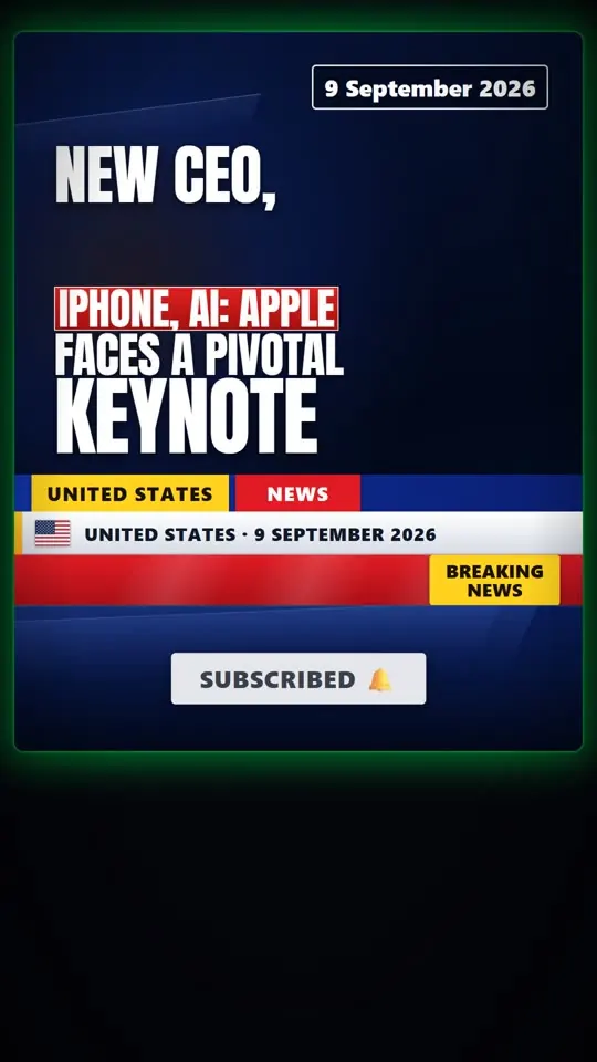 English: Apple keynote: new CEO, foldable iPhone, AI