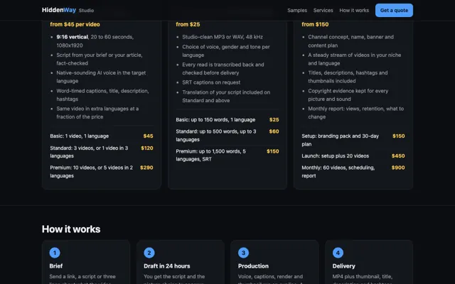 Services and prices