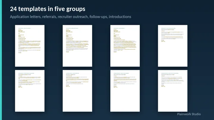 The Application Letter Lab - 24 Cover-Letter and Outreach Templates dashboard