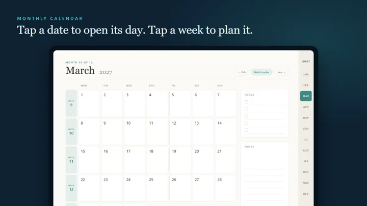 2027 Digital Planner - Hyperlinked PDF for GoodNotes, Notability & iPad dashboard