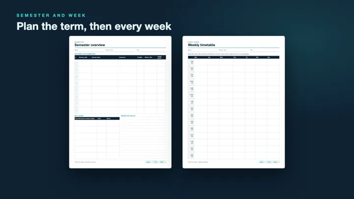 Student Study Planner - Printable & Digital PDF (US Letter + A4) dashboard